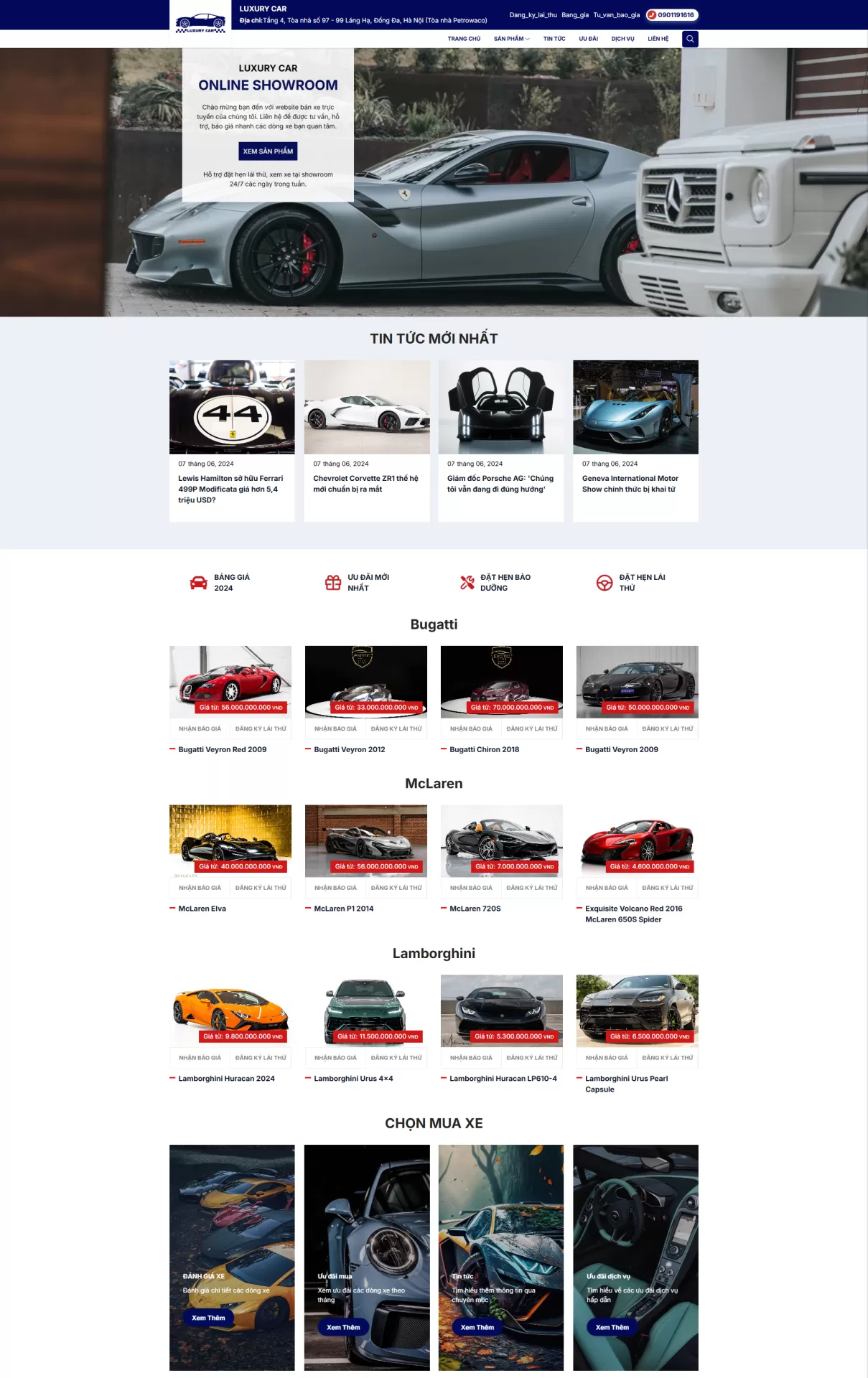 Website bán Ô tô Mẫu 1