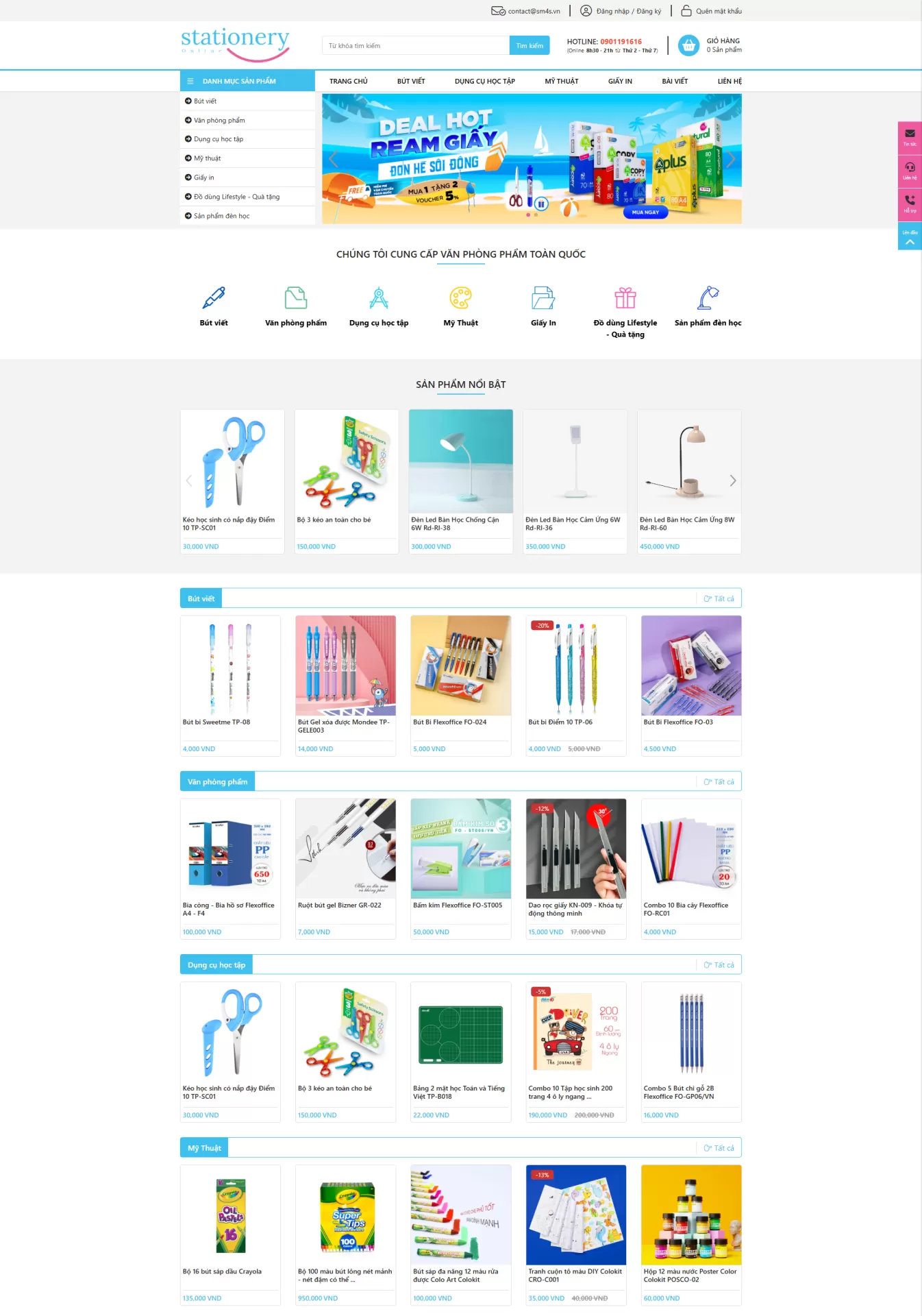 Website Văn phòng phẩm Mẫu 1